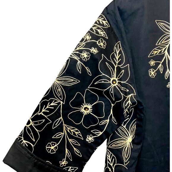 VTG NWOT Life Style Plus Floral Embroidered Amber Beaded Cotton Button Up Top 2X - Picture 15 of 16